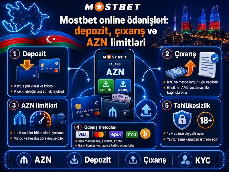 Mostbet AZN depozit, çıxarış və ödəniş limitləri